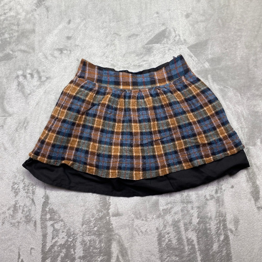 Cyrillus Kids Paris Plaid Pleated Flannel Skirt Black Lined Size 12 Fits 23"‎